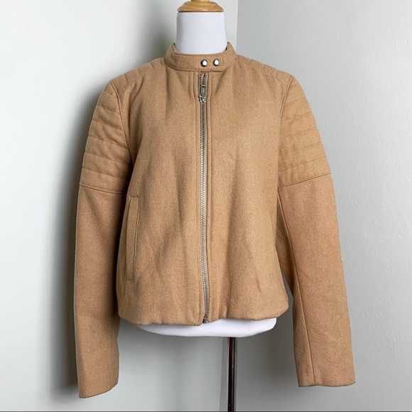 GAP Jackets & Coats Gap Large Wool Nude Jacket Moto Bomber Camel Brown Poshmark